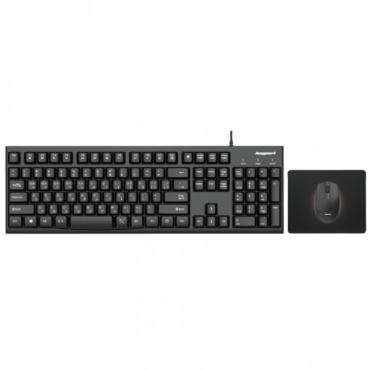 유선키보드 유선마우스 마우스패드 3종셋트 pc사무용 가정용 가벼운 마우스 KMP500