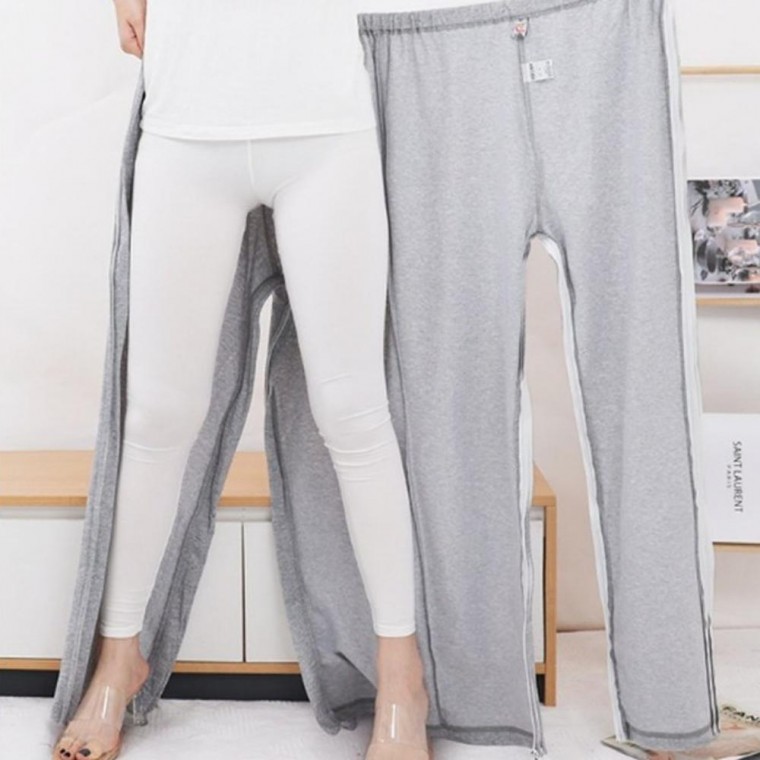 노인 환자용 편안한 검진복 상의 바지 트임 디자인 지퍼 버클 병원검진복 병원환자복 환자가운