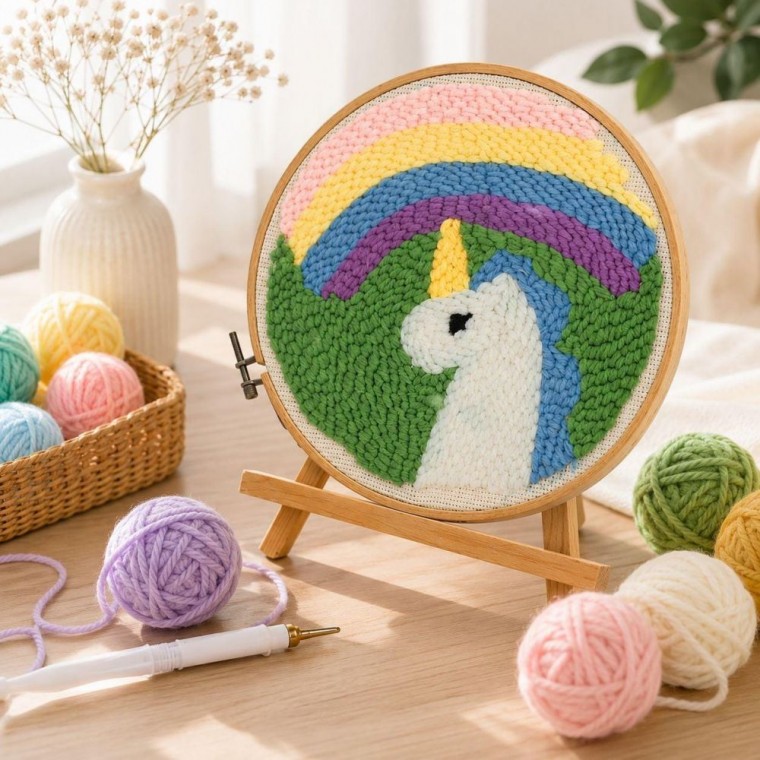 DIY 펀치 니들 자수 패키지 취미 공예 세트 만들기 핸드 메이드 입문 프랑스 키트