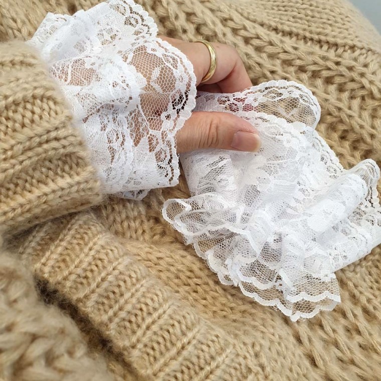 손목 커프스 레이스 페이크소매 프릴 페이크카라 레이스블라우스