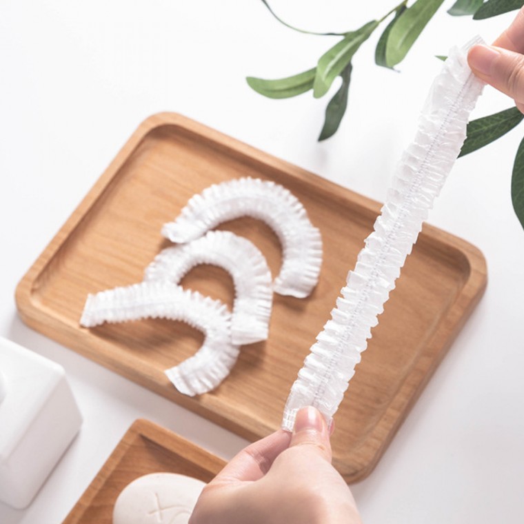투명 일회용 염색 비닐 헤어캡 위생모자 100매 샤워캡