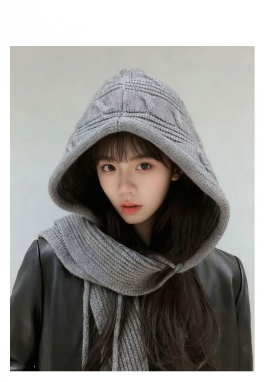 꽈배기 후드 바라클라바 목도리 니뜨 방한모자 방한목도리 넥워머 후드모자 니트후드 니트목도리