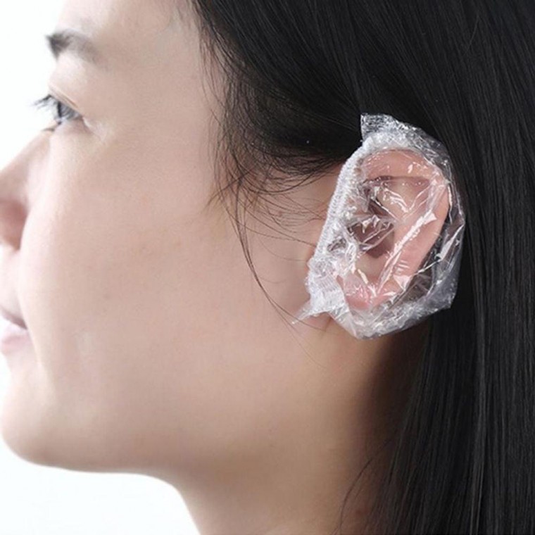 염색 파마 일회용 비닐 귀커버 100장 헤어캡 샤워캡 비닐캡 투명 방수 위생