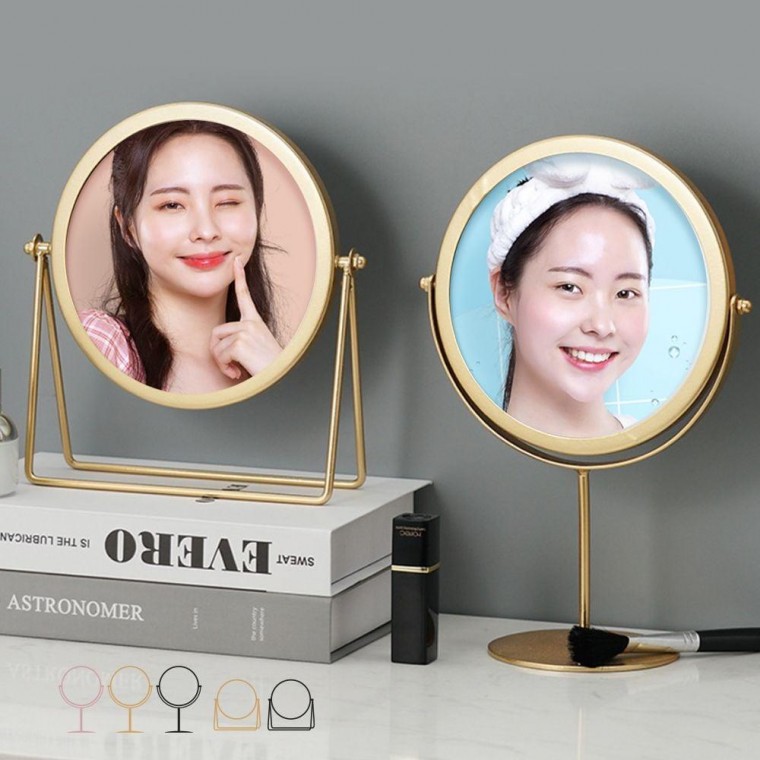 화장 360도 회전 탁상 거울 스탠드 메이크업 화장대 책상 테이블 접이식 손거울
