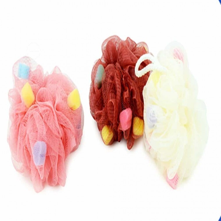 칼라 샤워볼(색상랜덤) 실리콘샤워타월 꽈배기 투톤