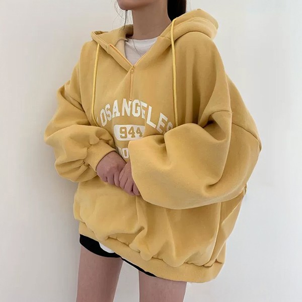 빈티지 여성 레터링 2컬러 기모 후드티 LK-T010