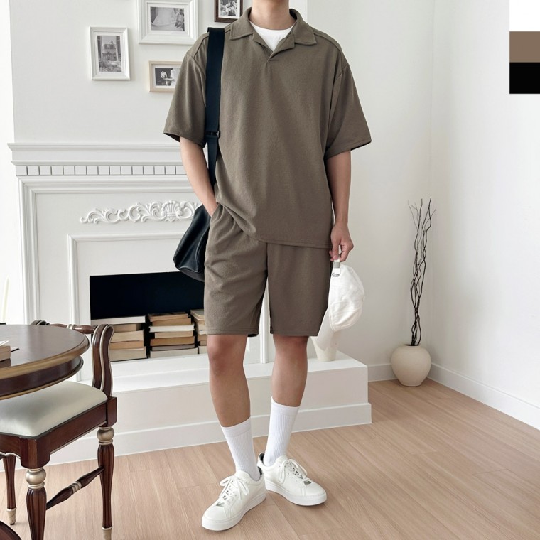 ACC SS1016M 남자 여름 데일리 카라넥 반팔 반바지 세트