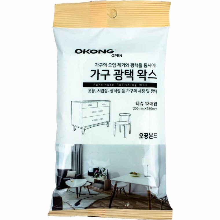 오공 가구 광택 왁스 티슈형 12매입
