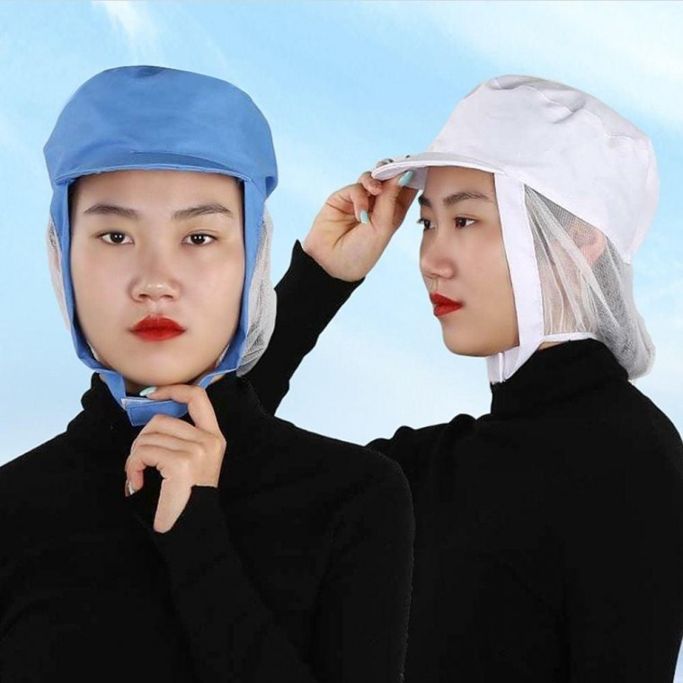 공장 작업용 망사 턱덮개 활동성 좋은 찍찍이 위생모자 주방 식당 귀덮개 남여 공용 쿠킹