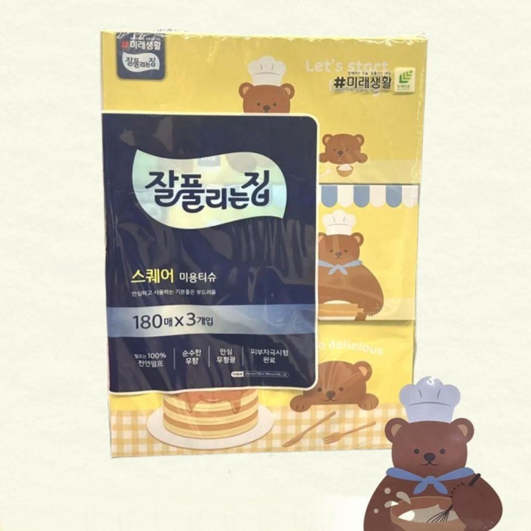 휴지 화장지 티슈 스퀘어 미용 180매 x 3개입 각티슈 곽티슈 화장실 3겹 롤휴지