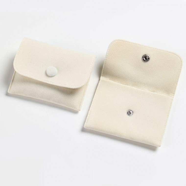 벨벳 액세서리 보관 주머니 아이보리 사각 9.5x7.5cm 파우치 미니 소형 주얼 리파