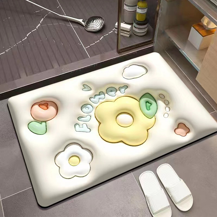 규조토발매트 Flower 3D 빨아쓰는 소프트 욕실 주방 매트