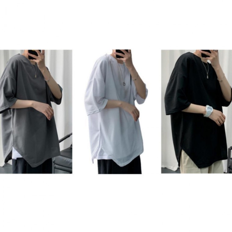 포인트 남자 기본 옆트임 옆트임티 무지티 반팔티 무지티 반팔 오버핏