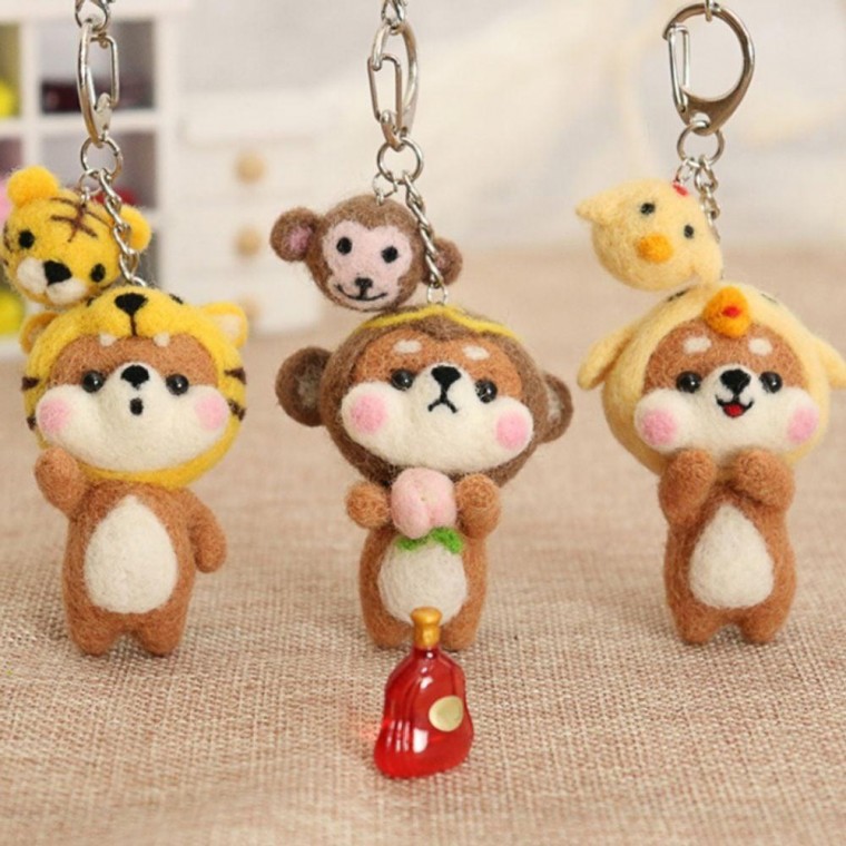 양털 펠트 니들 DIY 만들기 세트 시바 공예 인형 바늘