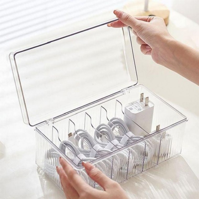 투명 아크릴 먼지 차단 화장품 정리함 케이블 수납함 충전기 보관함 다꾸 용품 화장솜통