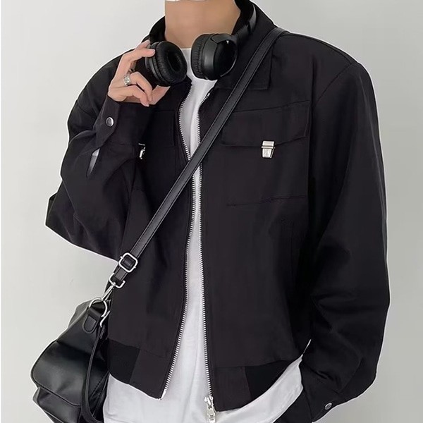 남성 포켓 캐주얼 가을 오버핏 지퍼 블루종 IS-JK51