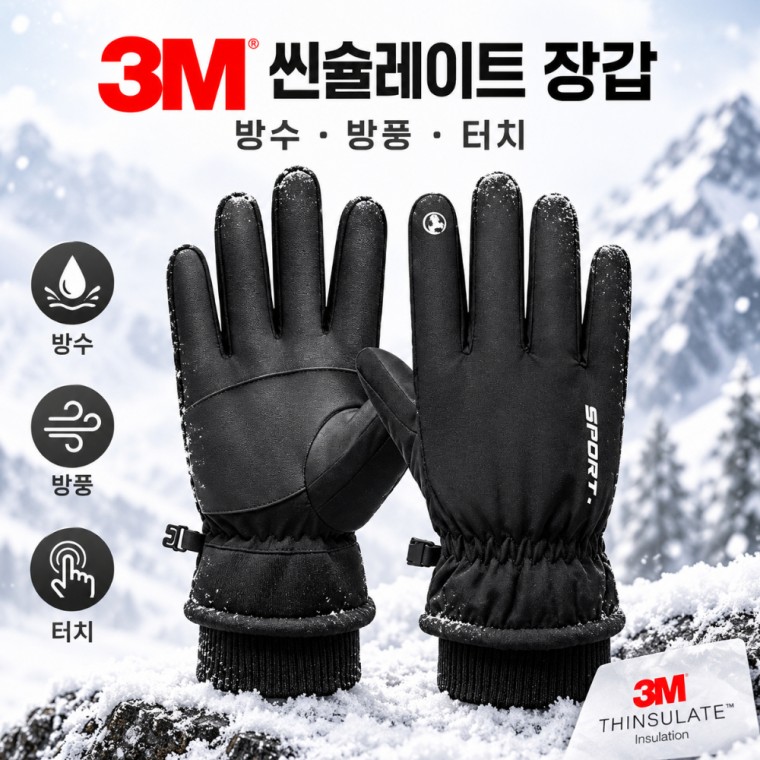 3M 겨울 방한장갑 기모 보온 방수 스키장갑