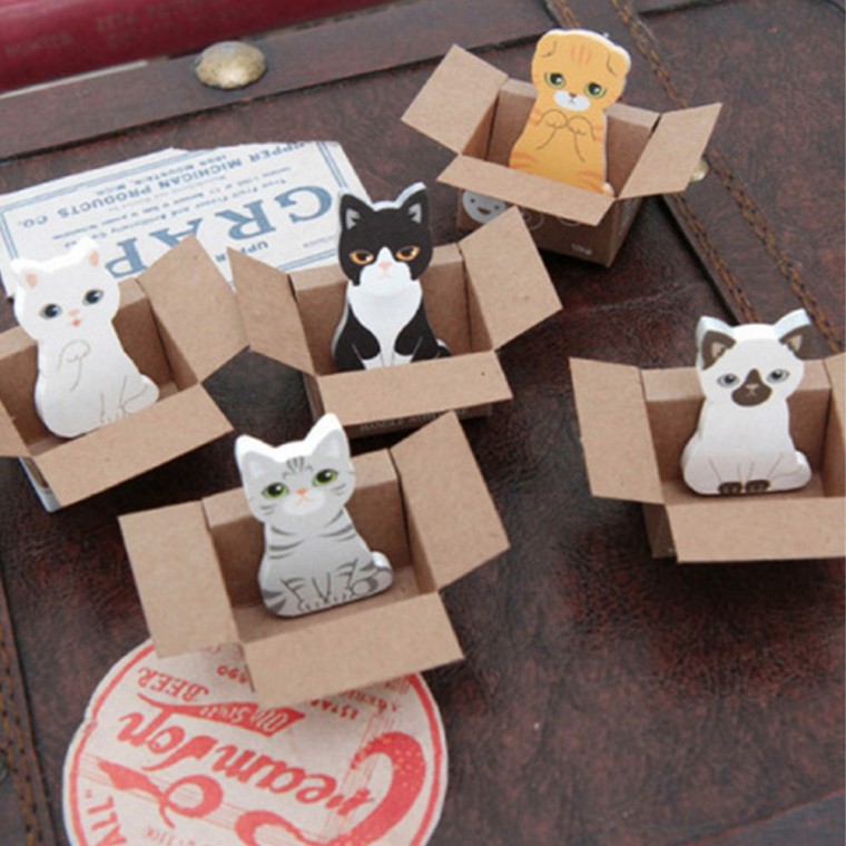 DIY 고양이 박스 메모지 접착 포스트 마커 떡메 잇 다꾸 다이어리 꾸미기 점착