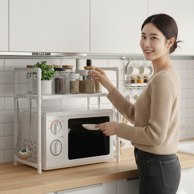다용도 멀티 주방 전자레인지 1단 선반 수납 정리 보관 카페 까페 매장 가정 업소 인테리어 소품 용품