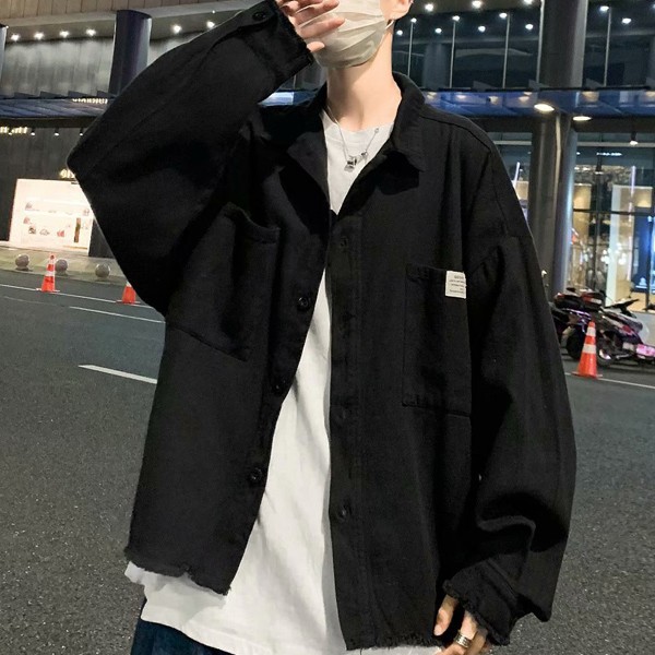 캐주얼 포켓 베이직 루즈핏 남성 긴팔 셔츠 IS-JK05