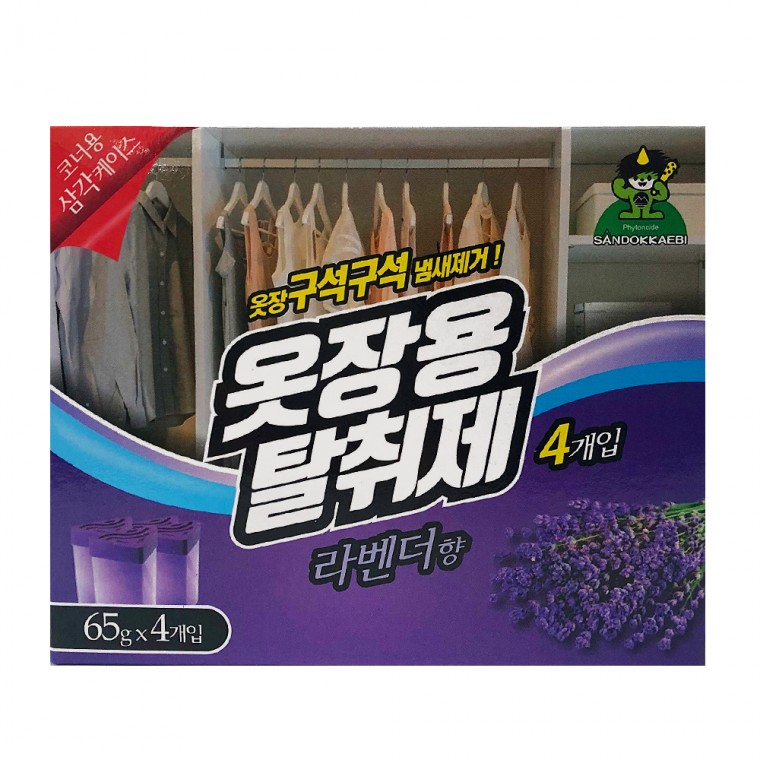 산도깨비 옷장용탈취제 라벤더향65g 4p 냄새제거 방향제