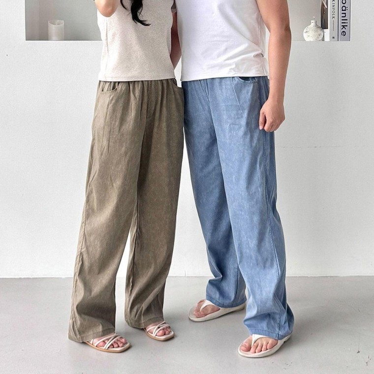 남녀 공용 간편 외출 편안한 허리 밴딩 커플템 긴 바지 롱 팬츠 여자 편한 여자카고