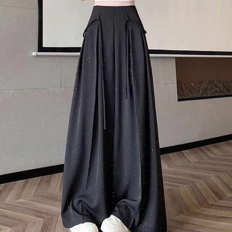 하이 웨스트 뒷밴딩 와이 와이드롱 슬랙스 세미 정장 바지 통바지 캐주얼 하체 커버 팬츠
