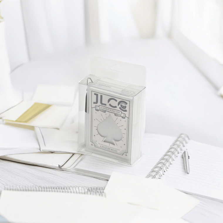 JLCC 여백 50개입 최고급더블블랭크 (양면백지) 트럼프 카드 미니네임펜 카드 케이스 세트