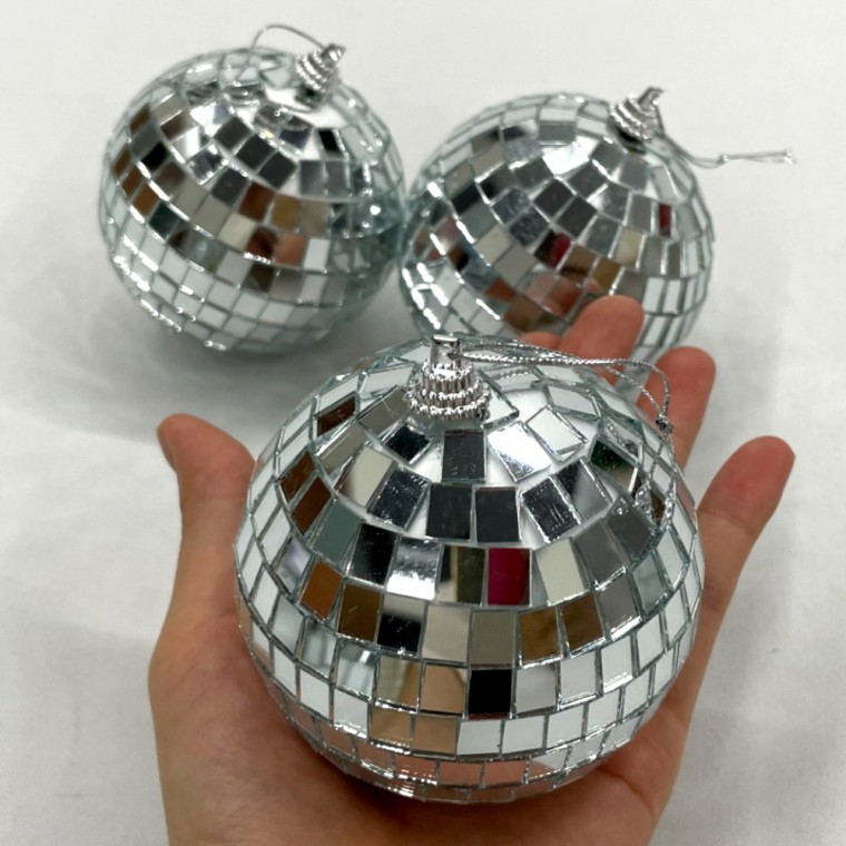 크리스마스 오너먼트 트리장식 미러볼 8cm 3P