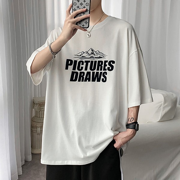 남성 3컬러 프린팅 오버핏 반팔 티셔츠 IS-TS14