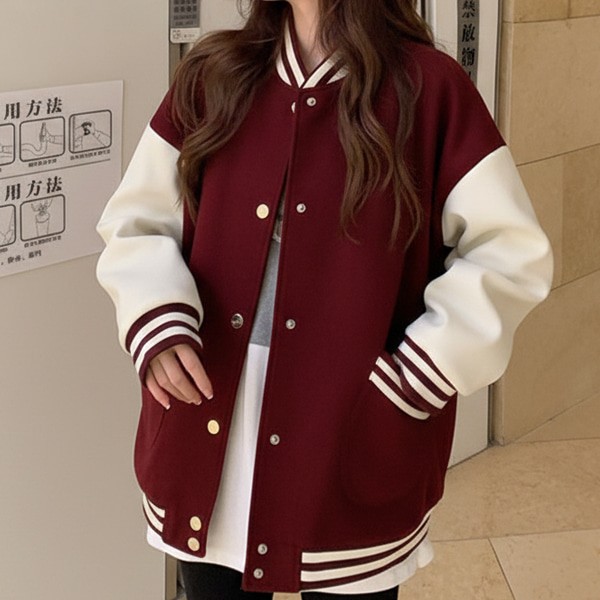 여성 배색 기모 야구점퍼 DS-DD550