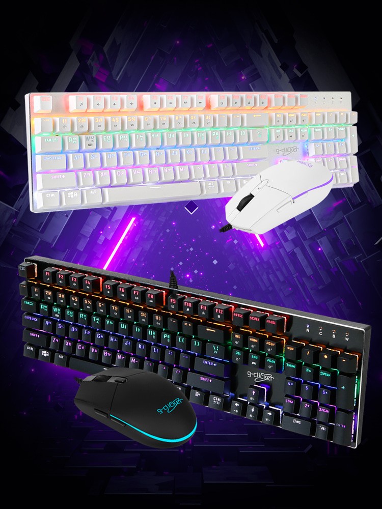 지클릭커 슈퍼히어로 GMK-510X 기계식 게이밍 유선 키보드마우스 세트(블랙)