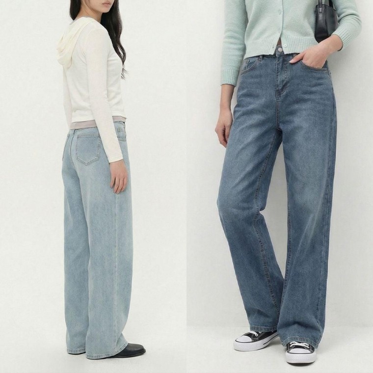 스판 워싱 세미 와이드 데님 팬츠 4color 여성 청바지