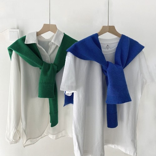 무지 니트 어깨숄 가디건 10color FD-0599
