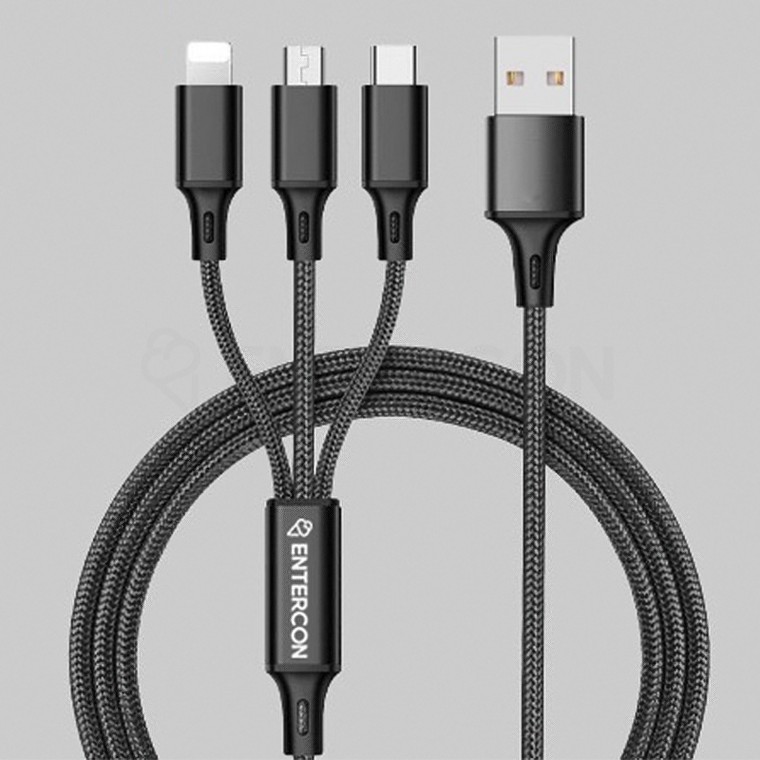 엔터콘 USB 3in1 케이블 5핀 8핀 C 타입 A 동시 충전 멀티 충전선
