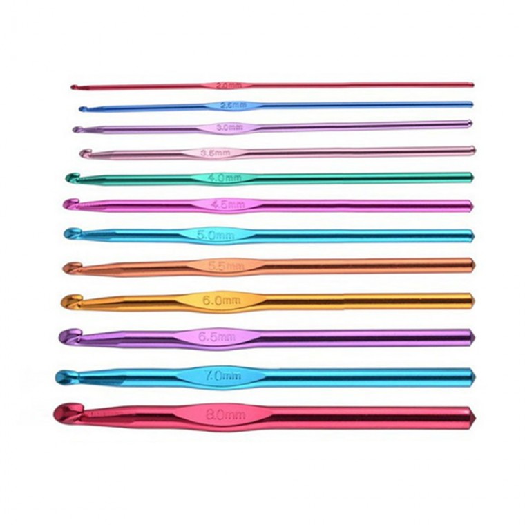 12P 컬러 뜨개질 코바늘 세트 코바늘세트 뜨개질바늘 코바늘 컬러뜨개바늘