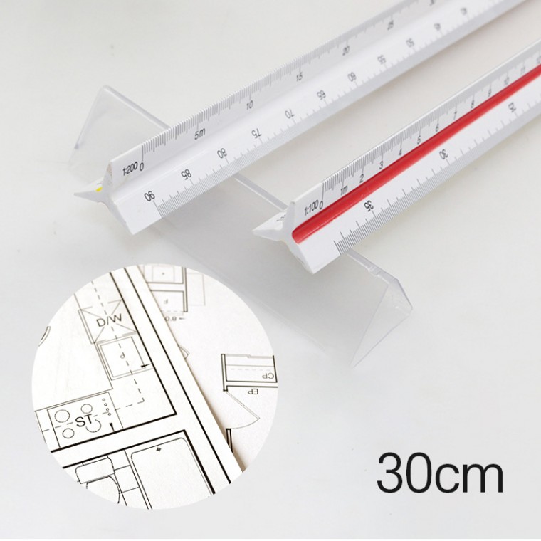 저배율 제도 도면 삼각 스케일 자 30cm DD-10737