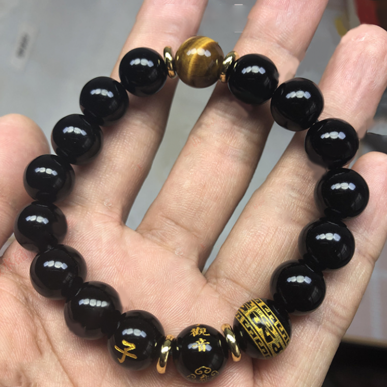 12지신 흑요석 염주 10mm