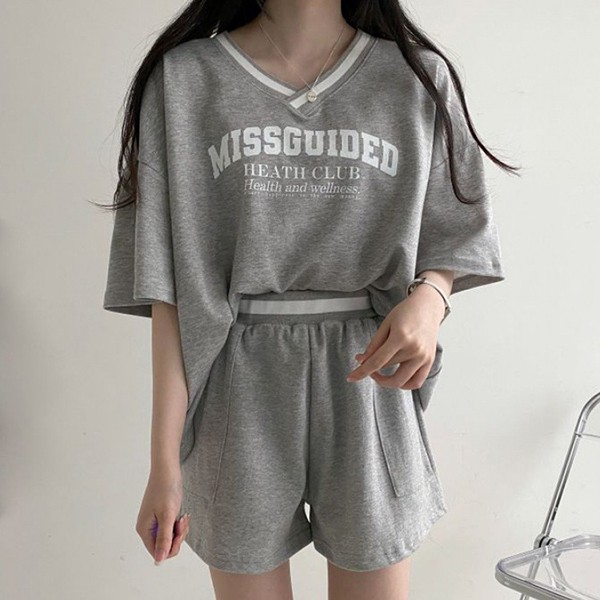 데일리 브이넥 반팔티 밴딩반바지 LK-SS37