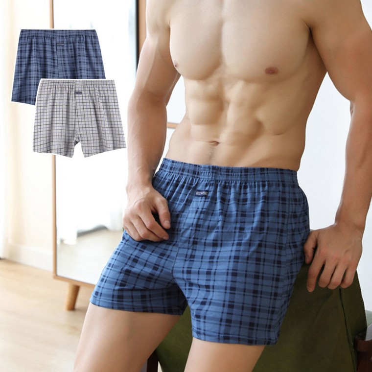 남자 체크 패턴 면 소재 언더웨어 데일리 편안한 크렁크 팬티