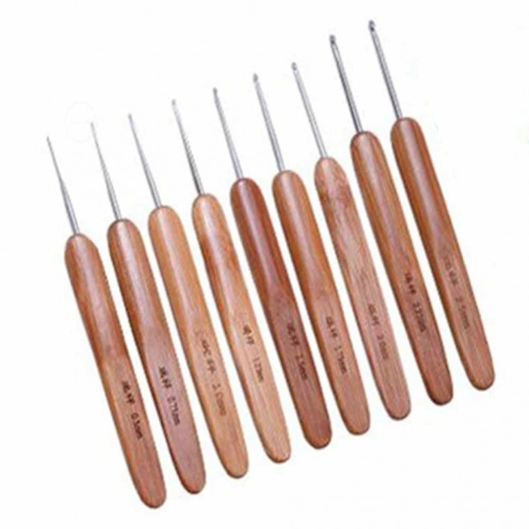 10P 원목 뜨개질 코바늘 세트 뜨개질바늘 원목코바늘세트 손바늘