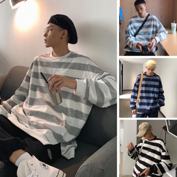 남성맨투맨 스트라이프티셔츠 긴발티 IS-TS04
