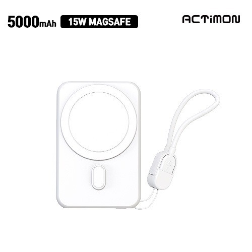 엑티몬 15W 맥세이프 보조배터리 5000mAh 스트랩 포함