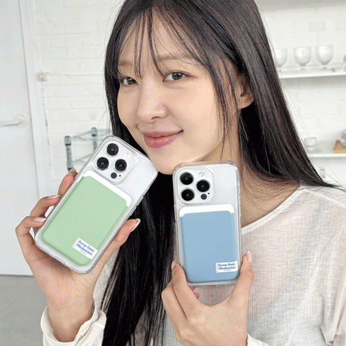 트라이코지 솔리드 라벨 뮤트 맥세이프 슬라이드 카드 지갑 카드 2장 수납