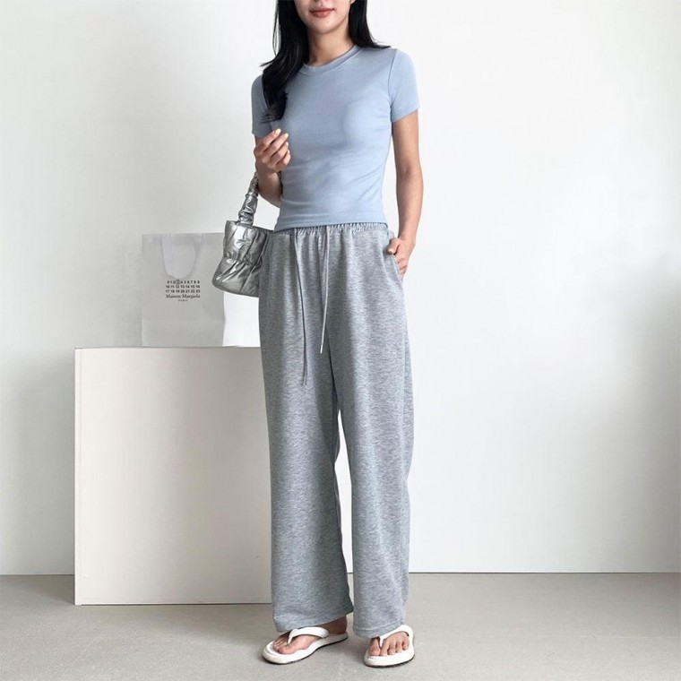 마션즈 데일리 일자 통바지 오버핏 허리밴딩 트레이닝 긴바지 와이드