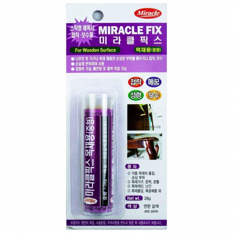 미라클픽스 목재용(중형) 접착 메꿈 성형 보수용 28g(530025)