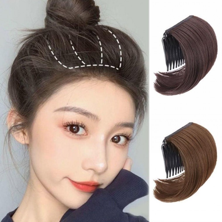 정수리 헤어빗 붙임 머리 볼륨감업 고열사 부분 가발 여성