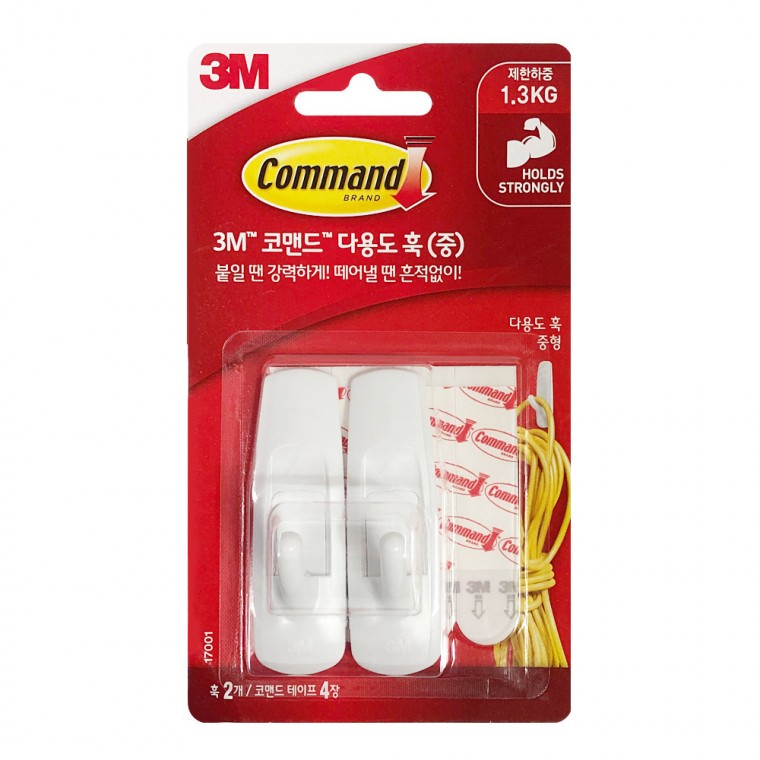 3M 다용도 훅(중)2p (17001) 후크 벽걸이 탈부착 소품